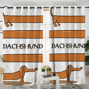 Funny Dachshund 2 Panel Curtains