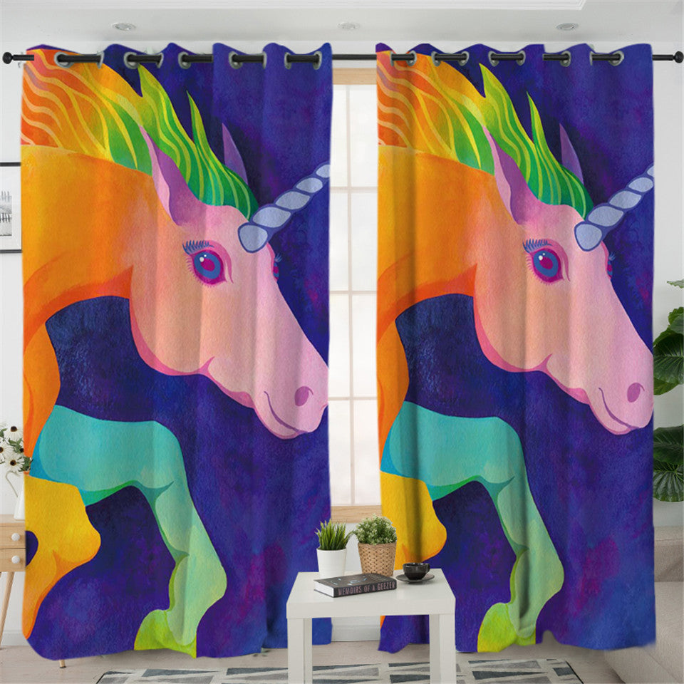 Unicorn Purple 2 Panel Curtains