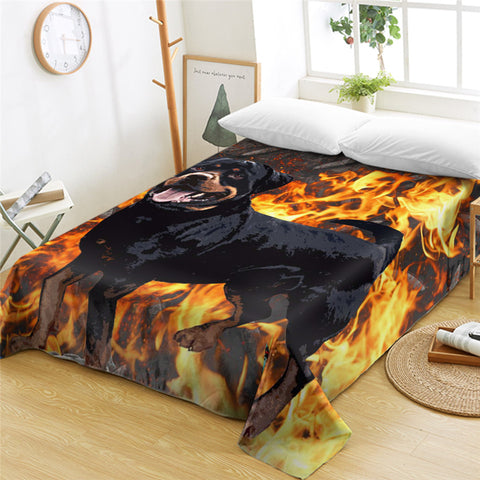 Image of Bulldog Flaming Themed Flat Sheet - Beddingify