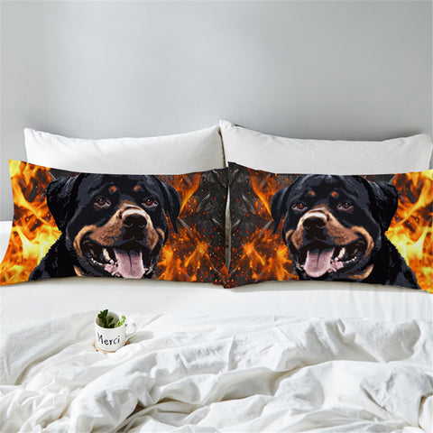 Image of Bulldog Flaming Themed Pillowcase