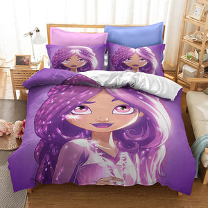 Cute Purple Afro Girl Bedding Set