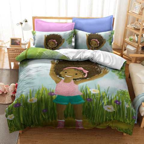 Image of Cute Babi Afro Girl Bedding Set