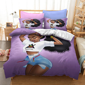 African Afro Girl Bedding Set