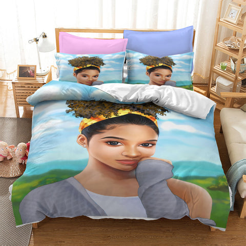 Image of Cute Afro Girl Bedding Set