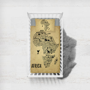 Africa Map SWCC1760 Crib Bedding, Crib Fitted Sheet, Crib Blanket