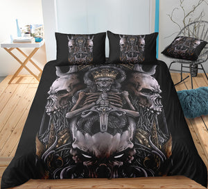 Dark Snake King Crown Skull Bedding Set