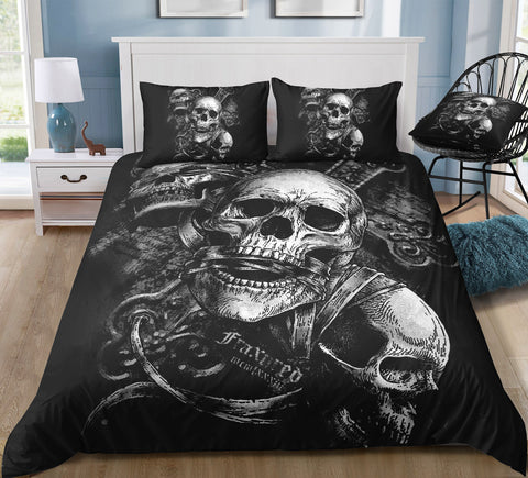 Image of B&W Skull Sketch GWBJ22759 Bedding Set