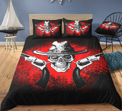 Image of Red Cowboy Skull Bedding Set