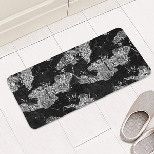 Black And White Camouflage Texture Print Rectangular Doormat