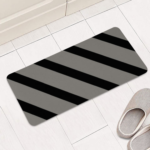 Image of Black And Gray Diagonal Lines Rectangular Doormat