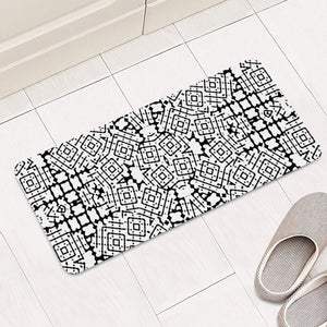 Modern Black And White Geometric Print Rectangular Doormat