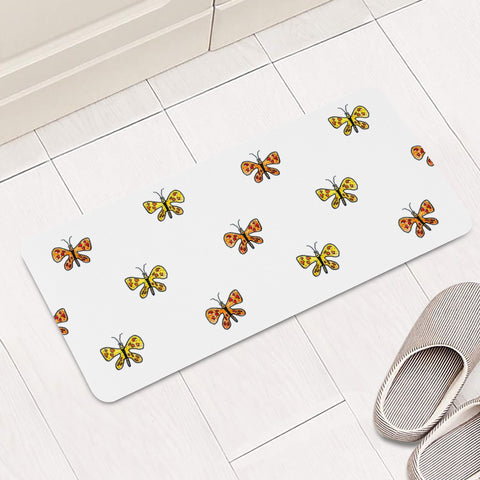 Image of Butterfly Cartoon Drawing Motif  Pattern Rectangular Doormat