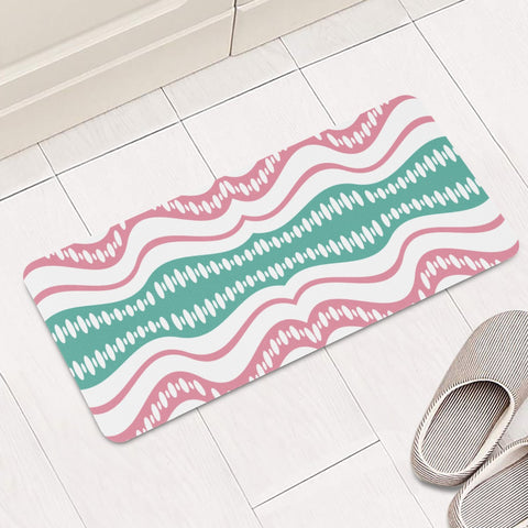 Image of Waving Lines Vivid Print Pattern Rectangular Doormat