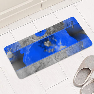 Photo Collage Coquelicots Bleu Rectangular Doormat