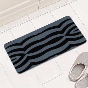 Minimalism Black Blue Rectangular Doormat