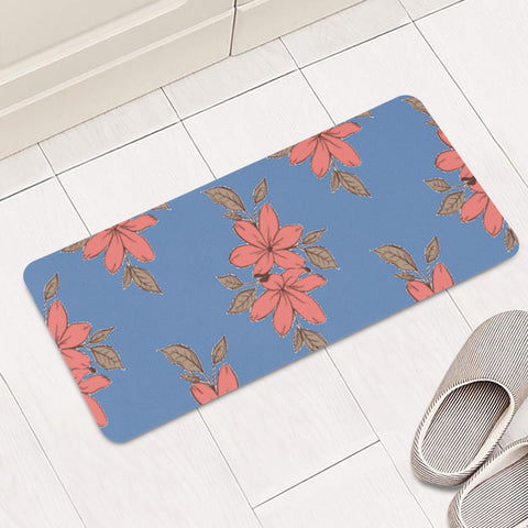 Image of Pink Flowers Rectangular Doormat