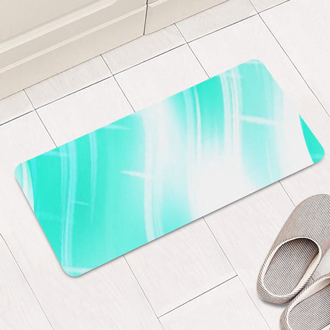 Image of Wavy Blue White Rectangular Doormat