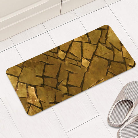 Image of Golden Mosaic Texture Pattern Rectangular Doormat