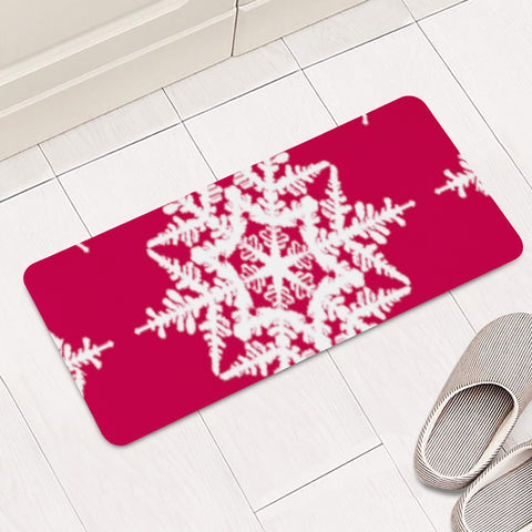 Image of White Snowflakes Rectangular Doormat