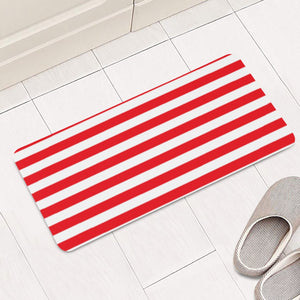 Red And White Stripes Rectangular Doormat