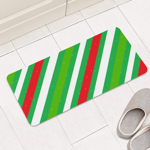 Image of Xmas Diagonal Stripes Rectangular Doormat