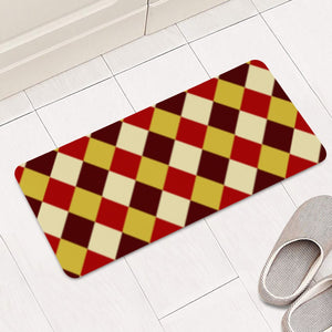 Red And Yellow Checkered Rectangular Doormat