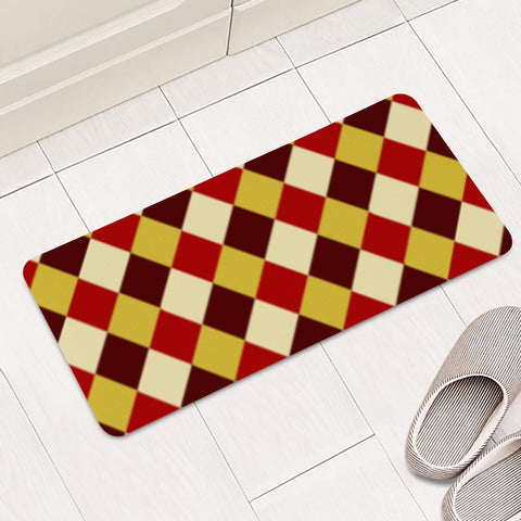 Image of Red And Yellow Checkered Rectangular Doormat