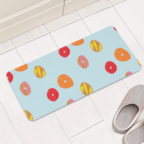 Image of Cute Donuts And Eggs Rectangular Doormat