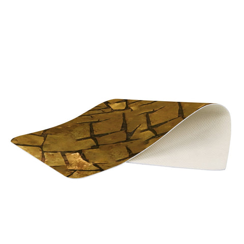 Image of Golden Mosaic Texture Pattern Rectangular Doormat