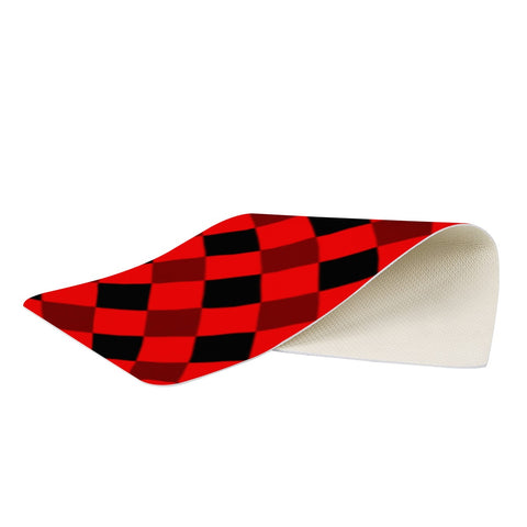 Image of Red And Black Checkered Rectangular Doormat