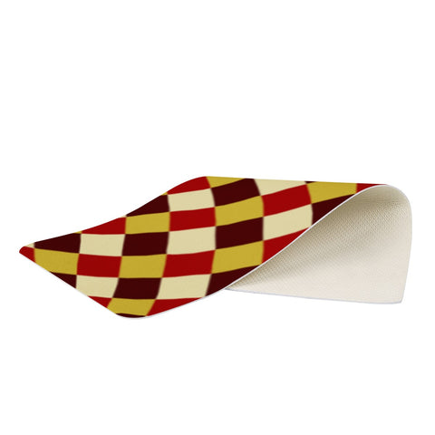 Image of Red And Yellow Checkered Rectangular Doormat