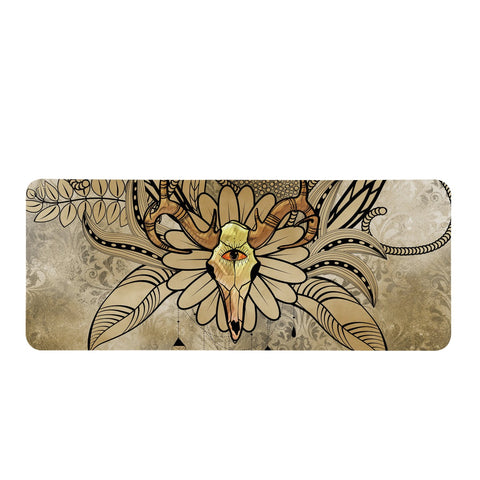 Image of Skull With Floral Elements Rectangular Doormat