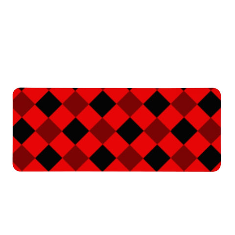 Image of Red And Black Checkered Rectangular Doormat