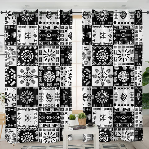 Image of Aztec Checkerboard SWKL3361 - 2 Panel Curtains