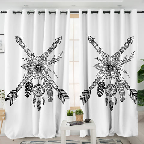 Image of Floral Dreamcatcher & Arrows SWKL3350 - 2 Panel Curtains