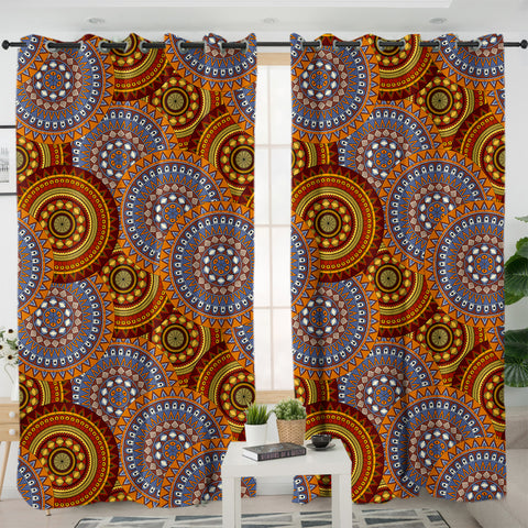 Image of Round Mandala Aztec SWKL3342 - 2 Panel Curtains