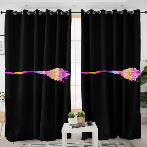 Image of Colorful Gradient Flying Broom SWKL3383 - 2 Panel Curtains