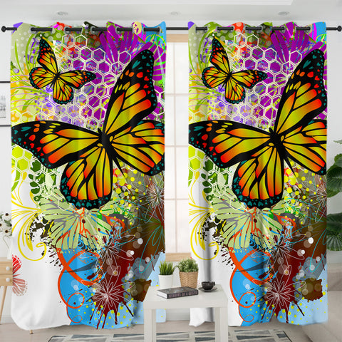 Image of Colorful Butterfly SWKL3311 - 2 Panel Curtains