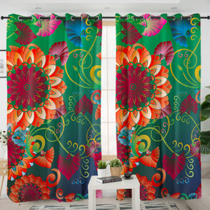 Hot Color Flowers SWKL3316 - 2 Panel Curtains