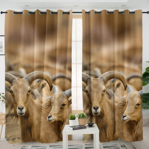 Image of Two Brown Deers SWKL3333 - 2 Panel Curtains