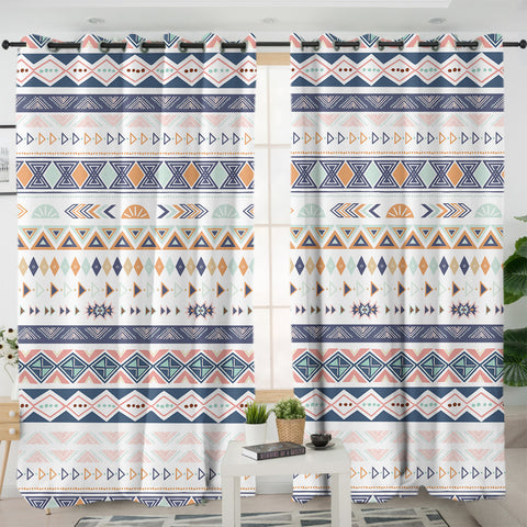 Image of White Bohemian Aztec SWKL3309 - 2 Panel Curtains