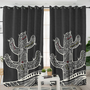 Cactus Sketch SWKL3376 - 2 Panel Curtains