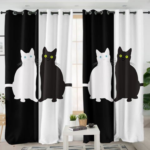 Image of Reflect B&W Cats SWKL3380 - 2 Panel Curtains