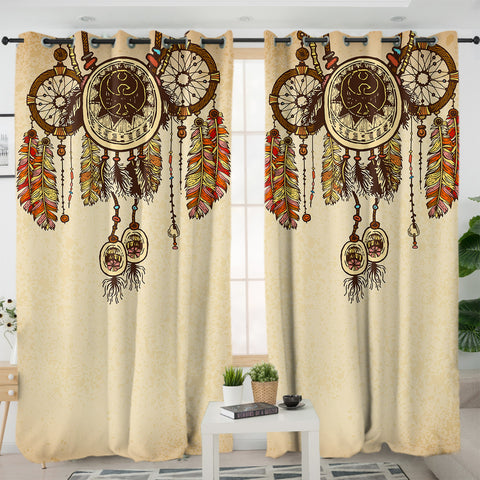 Image of Three Beige Dream Catchers SWKL3340 - 2 Panel Curtains