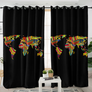 Colorful Aztec Map SWKL3370 - 2 Panel Curtains