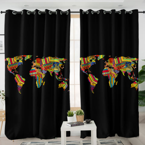 Image of Colorful Aztec Map SWKL3370 - 2 Panel Curtains