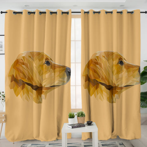 Image of Golden Retriever Illustration Shade of Brown SWKL3303 - 2 Panel Curtains