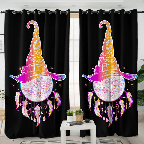 Image of Colorful Gradient Witch Hat Dreamcatcher SWKL3385 - 2 Panel Curtains