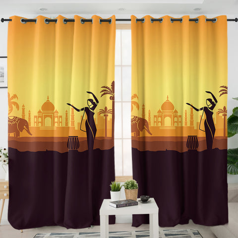 Image of Greek Temple SWKL3306 - 2 Panel Curtains