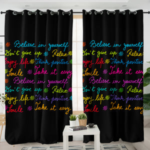 Colorful Believe In Yourself Text SWKL3387 - 2 Panel Curtains